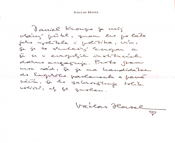 Dopis od Václava Havla